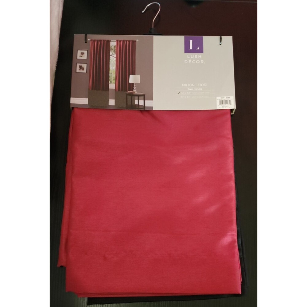 Lush Decor Milione Fiori 42 x 84 2 Panels Merlot/Black Red Window Curtain poly